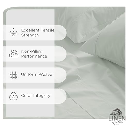 Image of Linen Home 2-Pack Queen Sheet Set, 100% Cotton Percale Bedding, 8-Piece Value Bundle, Deep Pocket Cooling Bed Sheets for Hot Sleepers, Breathable & Crisp Hotel Quality, Long-Staple Cotton, Dove Grey