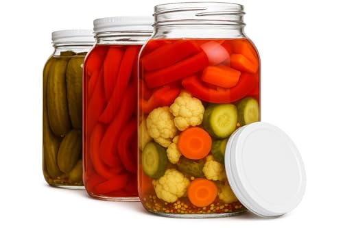 Image of kitchentoolz Set of 3 One Gallon Large Glass Jar with Lid - Wide‑Mouth Gallon Mason Jar for Sun Tea, Pickling, Kombucha - 1 Gallon Glass Jug Made in USA