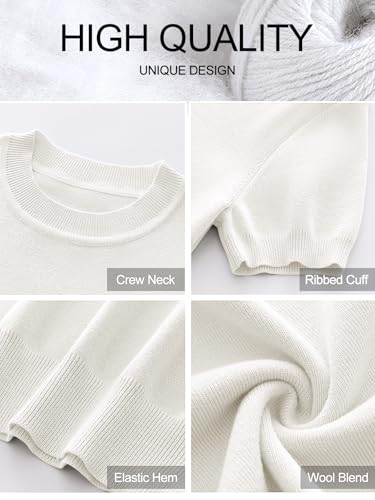Image of ANRABESS Womens Short Sleeve Sweaters Wool Blend Crew Neck Sweater Shirts Business Casual Work Tops 2026 Summer Outfits