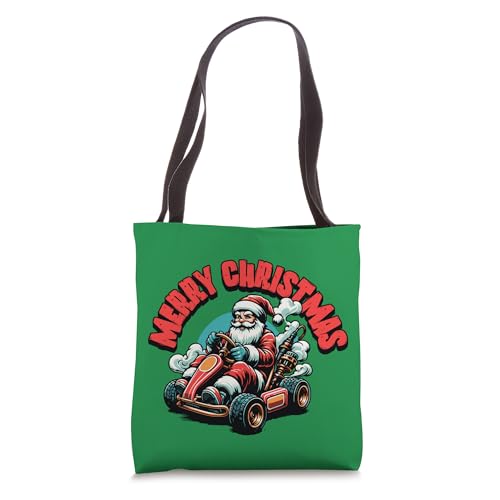 Old Fashioned Christmas Santa Claus Sleigh Festive Go Cart Tote