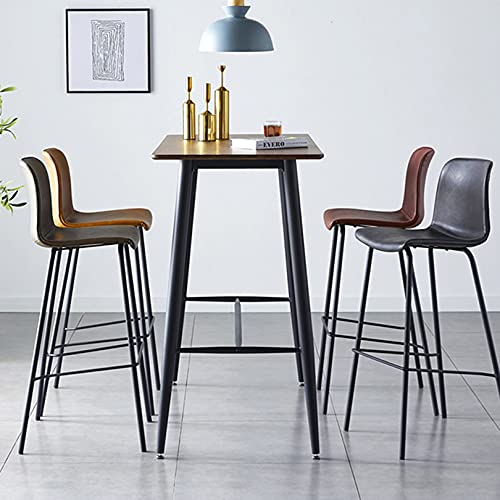 Tabourets hauts 65cm avec dossier en simili-cuir marron au design moderne - 6