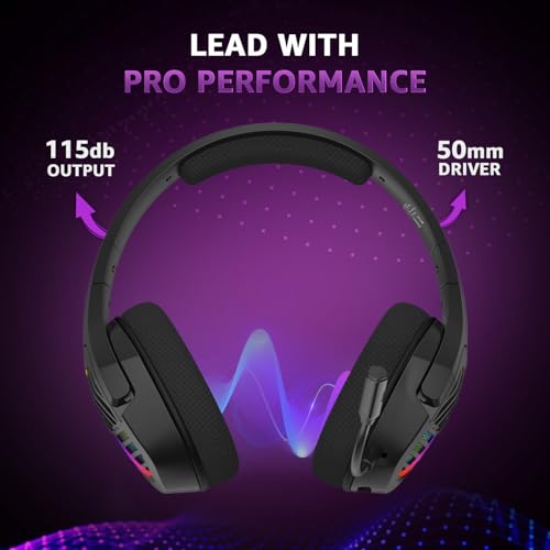 Image of amazon basics Tri-Mode Wireless RGB Gaming Headphones with Detachable Mic,Volume Scroller,Microphone On /Off Button,Type-C Charging Jack, for PC and Laptop. (Black)