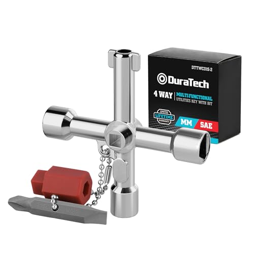 DURATECH Clé Utilitaire Multifonction 4 en 1 avec Panneton - Universelle pour Radiateurs Gaz...