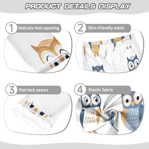 Toddler Girls Leggings Printed Yoga Pants Leggings Blue Orange Owls for Kids3