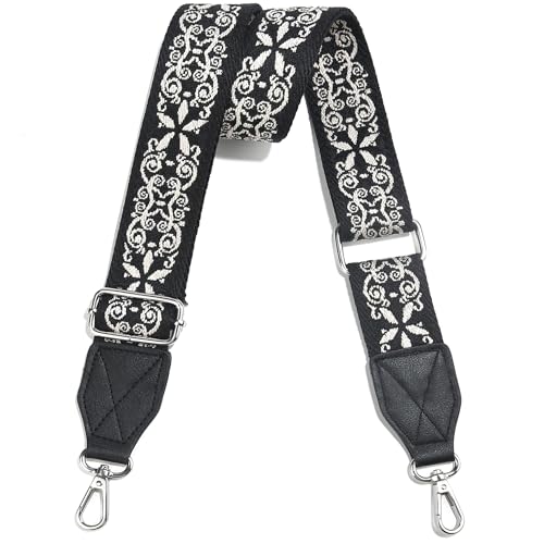 Image of Purse Strap,1.5 inch Leather End Shoulder Strap Adjustable Replacement,Retro Multi-Pattern Crossbody Bag Straps