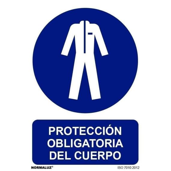 Señal de obligación con tintas UV Protección Obligatoria del Cuerpo SEKURECO