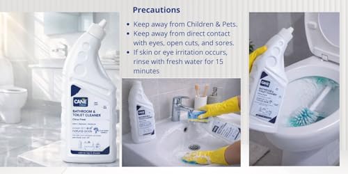 Image of Bathroom & Toilet Cleaner | Citrus Fresh Scent | Eco-Friendly, Plant-Based & Biodegradable Formula | Non-Toxic, HCL-Free Stain Remover for Taps, Toilet Tiles, Basils & Toilet Bowls (1 L)