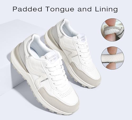 Image of LUCKY STEP Women's Retro Fashion Casual Sneakers Colorblock Platform Classic Trendy Trainning Anti-Slip Tennis Travel Walking Shoes