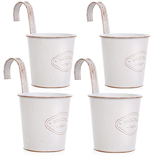 CITÉTOILE 4er Set Hängender Blumentopf mit Drainage Loch, Weiß...