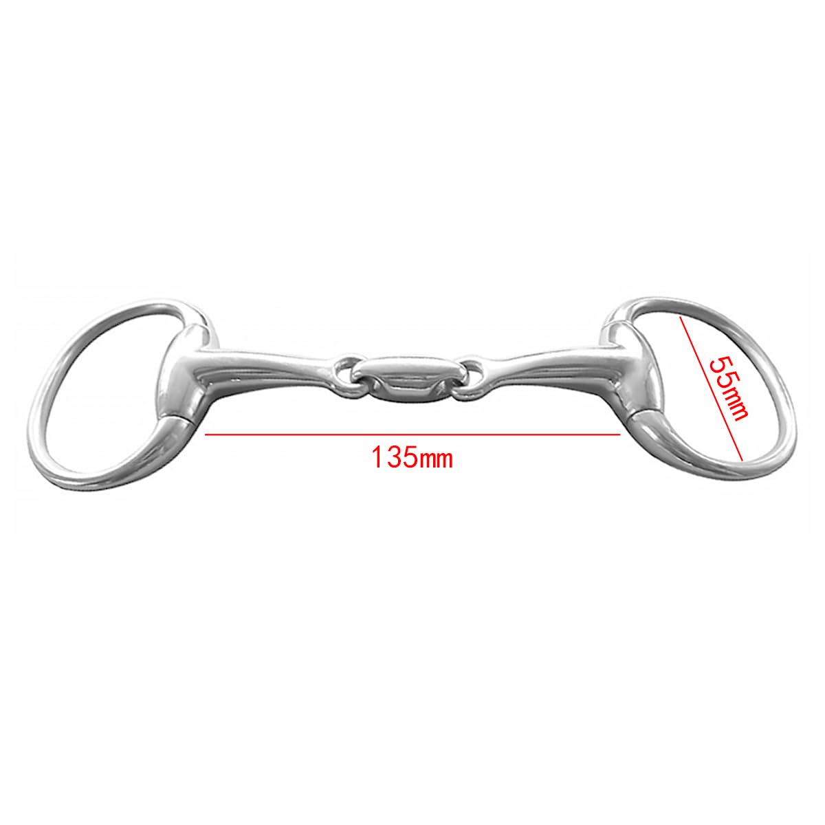 SYLEN Morso per cavalli, 13,5 cm, doppio snodo, in acciaio inox, colore argento