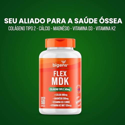 Flex MDK Colágeno tipo 2, Cálcio, Magnésio, Vitamina D3, K2 MK7, 60 cápsulas, Bigens (Unidade)