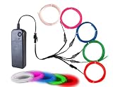 Cable LED Tira de Luces de Neon Flexible EL Wire Luces de neón portátiles de 5 x 1 m Luz de Neón el Alambre luces LED portátiles de neón para Navidad, Halloween, decoración de disfraces, fiestas