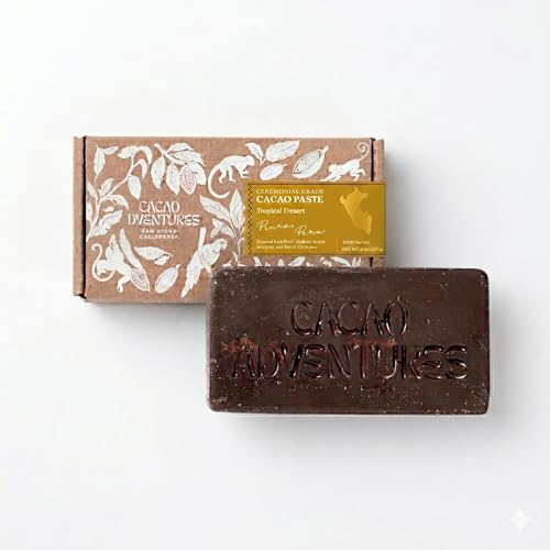 Cacao Adventures Ceremonial Cacao Block, Tropical Desert Peru, 8 oz, 100%