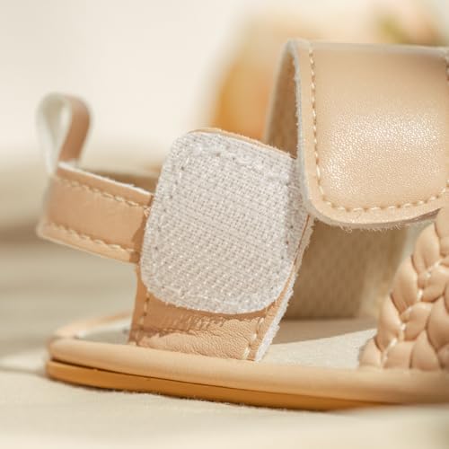 Image of HsdsBebe Baby Girls Sandals Bohemia Flower Bow Soft Sole Toddler First Walkers Beach Summer Shoes