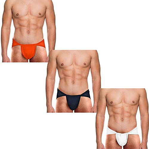 bhondubagus Cotton Men Gym Langot for Gym, Khusti and Physical Activities/Supporter_Orange/Blue/White_Free Size_Pack of 3-picture-15