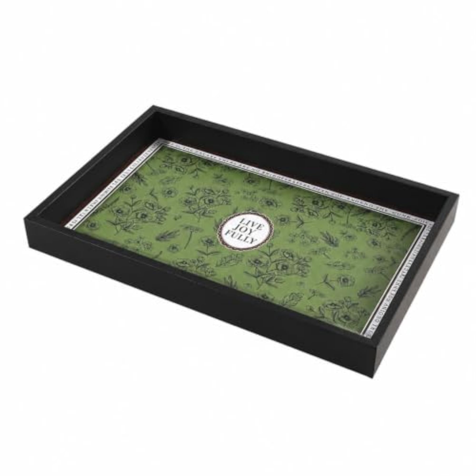 Wooden Tray with Leather Surface, Decorative Rectangular Tray