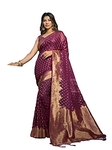 Image of Vardha Women's Art Silk,Silk Saree with Banarasi Weave and Unstitched Matching Blouse Piece | Sari for Women