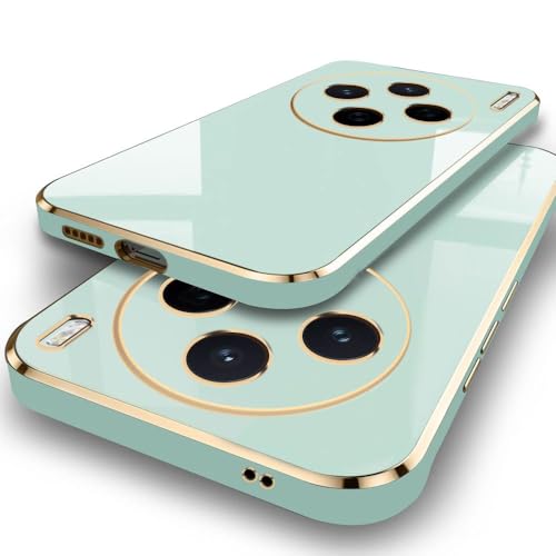 Image of TheGiftKart Luxurious Golden-Plated Back Cover Case for Vivo X200 5G | Raised Lips for Camera & Screen Protection | Shockproof Design | Stylish Back Cover Case for Vivo X200 5G (TPU, Green)