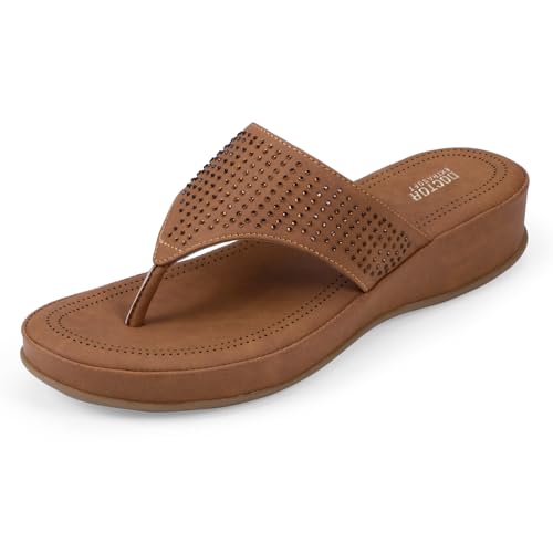 Image of DOCTOR EXTRA SOFT Women's Fashionable Stylish Orthopedic Memory Foam Thong Slippers /Flip Flops|Comfortable & Lightweight|Breathable & Anti-Slip| Casual Slip-on Sandals for Ladies /GirlsD-626