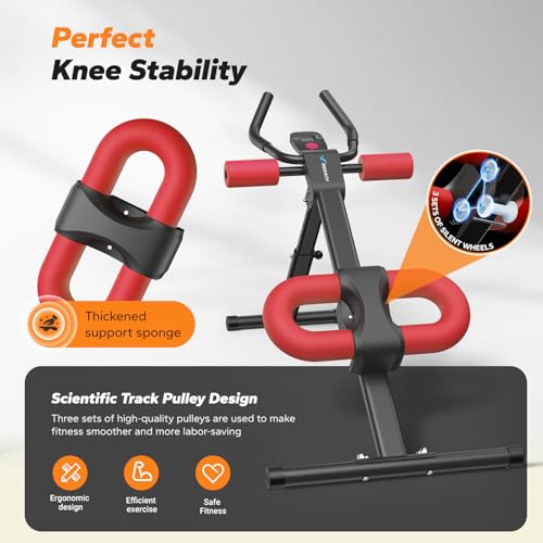 Image of MERACH Ab Machine, Ab Workout Equipment, Adjustable Ab Trainer Machine | Foldable Abdominal Trainer for Stomach Workout with LCD Monitor at Home Gym Knee Protection& 440 LBS Capacity