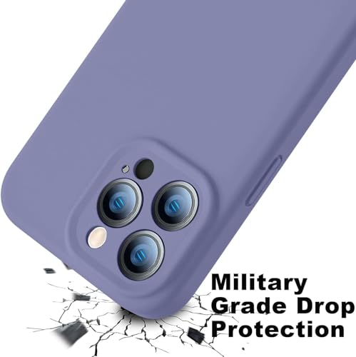 Image of Elzzi Microfiber Square Candy Case Compatible for iPhone 14 PRO MAX, Shockproof Slim Back Cover Liquid Silicone Case -Forest Green (Lavender Grey)