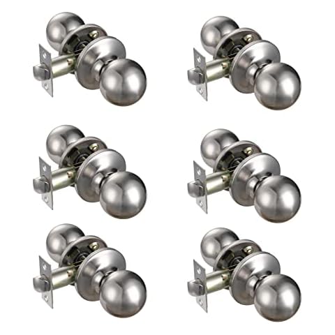 HISAFE Interior Passage Door Knobs Satin Nickel Dummy Non-Locking Round Door Knobs Hall/Closet Handles, 6Pack X-5763SN-PS-6P Cover