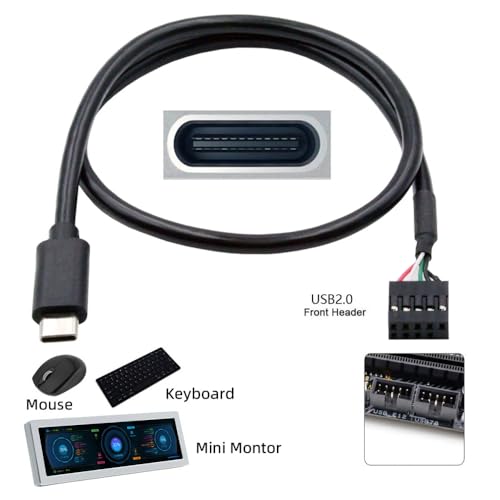 Image of CY Cable USB 2.0 Motherboard 9pin 10pin Header to Type-C USB-C Cable 50cm for Mini Monitor Sensor Panel Camera