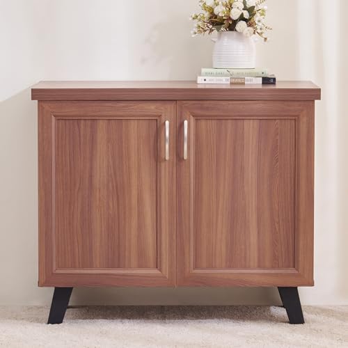 Image of Home Centre | Helios Alton 9 Pairs Shoe Cabinet | Engineered Wood | Walnut | 1 Year Warranty