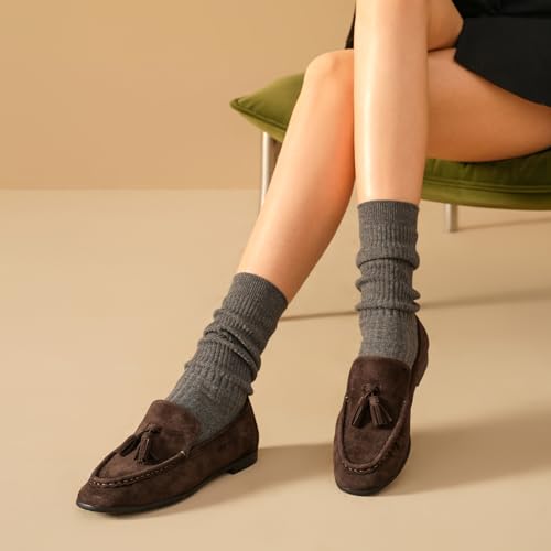 Image of BEAU TODAY Suede Tassel Loafers for Women, Slip On Flats Shoes Women Comfortable, Lightweight Ladies Loafers Shoes Dress Casual Business Driving Moccasins for Work