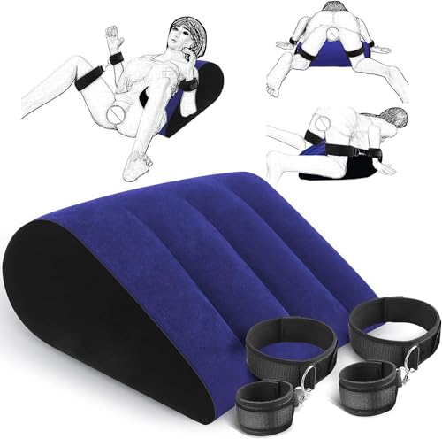 Aorgasms Set di Cuscino del Sesso Bondage Manette - Manette Regolabili Gonfiabile Cuscino per Posizioni Sesso Cuscino a Cuneo per Coppie Mobili del Sesso Giocattoli Sesso Set di BDSM Bondage (Blu)