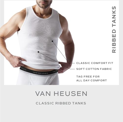 Van Heusen Mens Tank Top Undershirt - 5 Pack Soft Cotton A-Shirt Tank Tops - Breathable Sleeveless Shirts for Men (S-XL)2