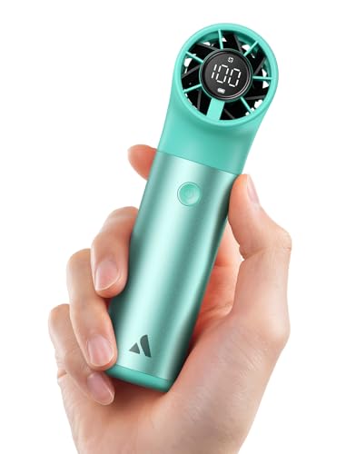 Image of Aecooly Portable Handheld Fan, Powerful Turbo Mini Fan, 19000 RPM High Speed Aero Ultra, 15H Max Cooling Time, 7 Speeds Aluminum Case, Pocket Rechargeable Personal Small Travel GIfts for Women-Green