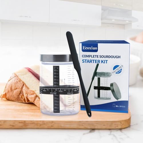 Image of Sourdough Starter Kit -40oz Thick Glass Sourdough Starter Jar Sour Dough Container for Bread Baking Includes Guide Sourdough Container Perfect Sourdough Bread Baking Gift for Home Bakers (2-pack)