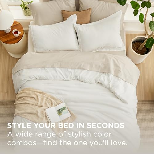 Image of Bedsure Full Comforter Set - 7 Pieces White Full Bedding Set for All Seasons, Boho Contrasting Design Bed in a Bag with Comforter, Sheets, Pillowcases & Shams