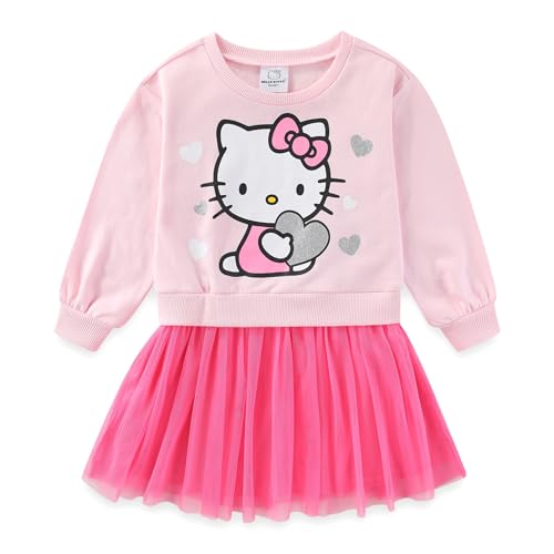 Hello Kitty Sanrio Girls Long Sleeve Tulle Dress for Little Kids to Big Kids