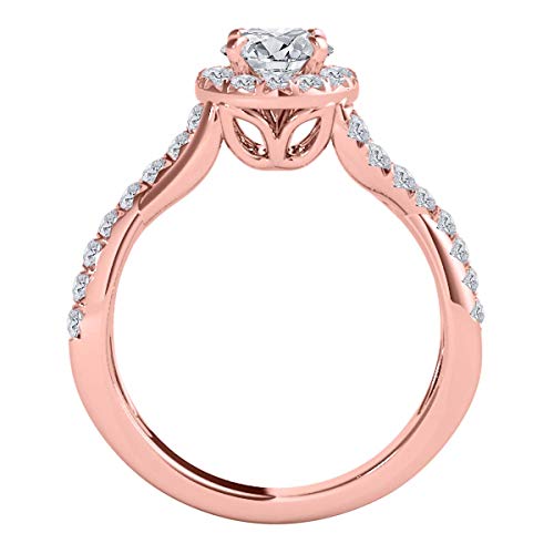 Mauli Jewels 0.50 Carat Halo Round Engagement Diamond Ring 4 Prong-Setting 14k Solid Rose Gold3