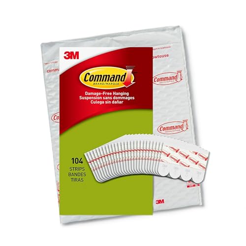 Command Poster Strips, 104 White Adhesive Strips, Damage Free Hanging Picture Hangers, No Tools Wall Hanging Strips For Living Spaces