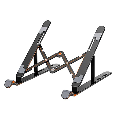 Image of wolpin Laptop Stand, Fold-Up, Adjustable, Ventilated, Portable Laptop Holder for Desk, Aluminum Foldable Laptop Ergonomic Compatibility with up to 15.6-inch Laptop, All Mac, Tab, and Mobile (Black)