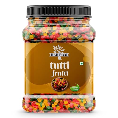 Image of Hariyam Mix Tutti Frutti & Glazed Cherries 1 Kg Jar Pack | Fresh & Colorful Tuti Fruti Cubes for Cake Decoration, Baking, Ice Cream, Desserts | Sweet Candied Fruit Mix for Home & Bakery Use