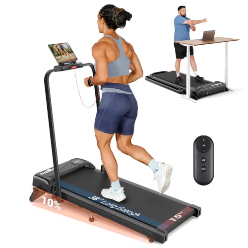 Image of THERUN Walking Pad, 2 in 1 Foldable Treadmills for Home, 2.5HP Under Desk with Handle Bar, 16 inch Widened Running Belt, Treadmill with Remote Control & LED Touch Screen