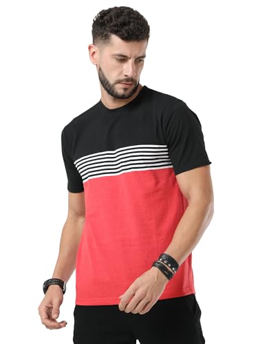 Image of fanideaz Mens Cotton Half Sleeve Striped Round Neck T Shirt