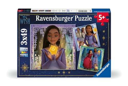 Ravensburger Disney Wish Movie - 3x 49 Piece Jigsaw Puzzles for Kids Age 5 Years Up, Multicolor, 17.8 x 17.8 cm