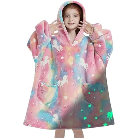 Fiosnow Glow in the Dark Unicorn Blanket Hoodie Cover