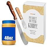 Performore 2PCS Spreader Knives, 12β Peanut Butter Knife that Works Great with Jars and 5β Short Spreading Knife, Stainless Steel Spatulas with Wooden Handle Spreader Set