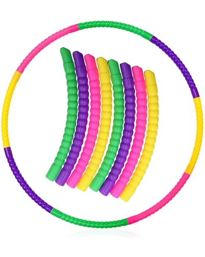 ZEXIJOW Cerchi da ginnastica per bambini e adulti - Cerchi da ginnastica per bambini dai 3 anni in su - Set di 8 cerchi rimovibili per danza e fitness(Multicolore)