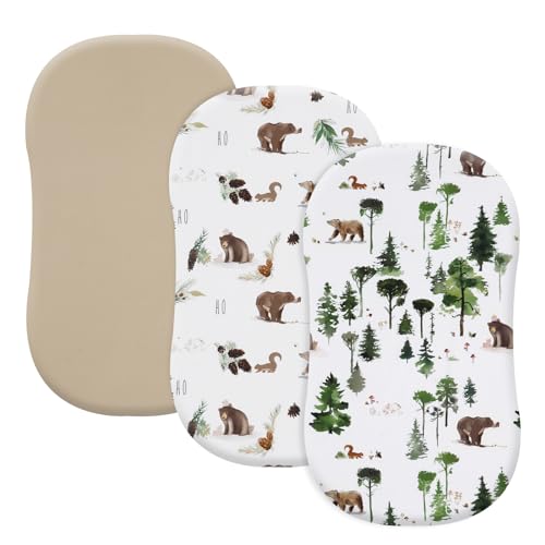 Image of david's kids 3 Pack Bassinet Sheets, Ultra Soft Breathable Comfortable Baby Sheet Set for Boys Girls Neutral, Univeral Fit for Most Cradle and Bassinet Mattress, Woodland Animals