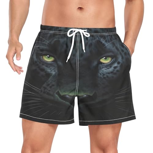 Black Dark Panther Mens Swim Trunks, Quick Dry Mens Boardshorts, 4.7 Inches Inseam Mens Bathing Suits（73）