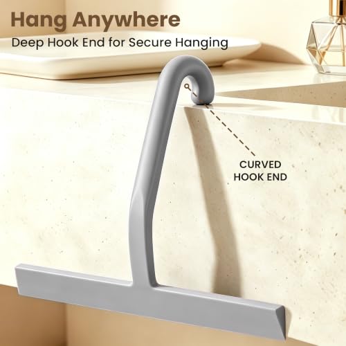 Image of 10 Inch Silicone Shower Squeegee for Glass Doors, Streak-Free, Grey