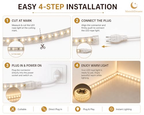 Image of MoonlitDreams LED Strip Light, 30 Meter 5730 SMD Warm White Decorative Light for Home, Ceiling, Bedroom & Festival Decoration