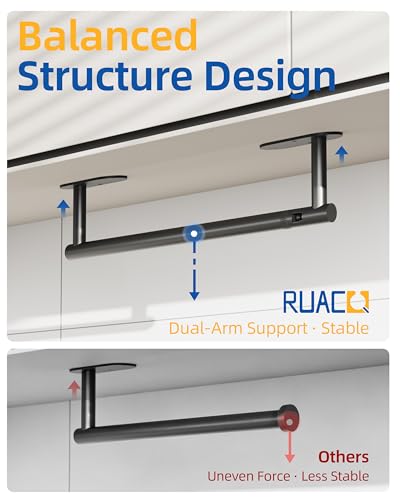Image of RUACQ Paper Towel Holder Under Cabinet, Wall Mounted or Adhesive Stainless Steel Paper Towel Holder,Round Base Paper Towel Rack for Kitchen, RV, Bathroom (Matte Black)